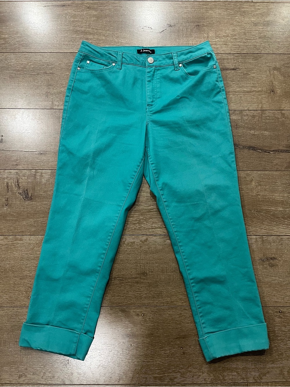d. jeans Women's Teal Cropped Straight-Leg Jeans
